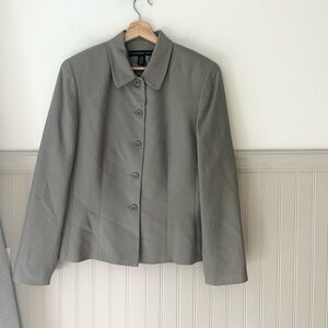 Vintage Josephine Chaus Size 12 Wool Light Gray/Green Suit Jacket Blazer